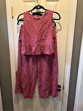 Women's Pink Two-Piece Jumpsuit Set